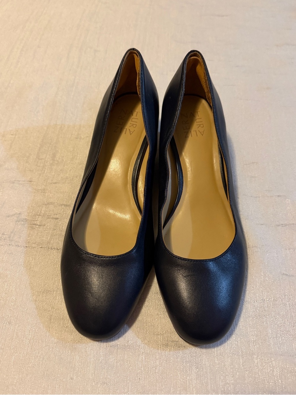 Naturalizer Navy Blue Leather Round-Toe Wedges